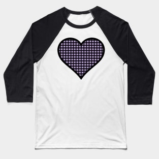 Light Purple and Black Gingham Heart Baseball T-Shirt